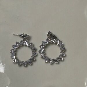 Silver Crystal Hoop Earrings